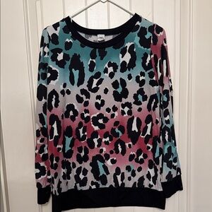 Sew In Love Vibrant Leopard Print Crew Neck Sweater